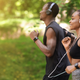 happy couple running